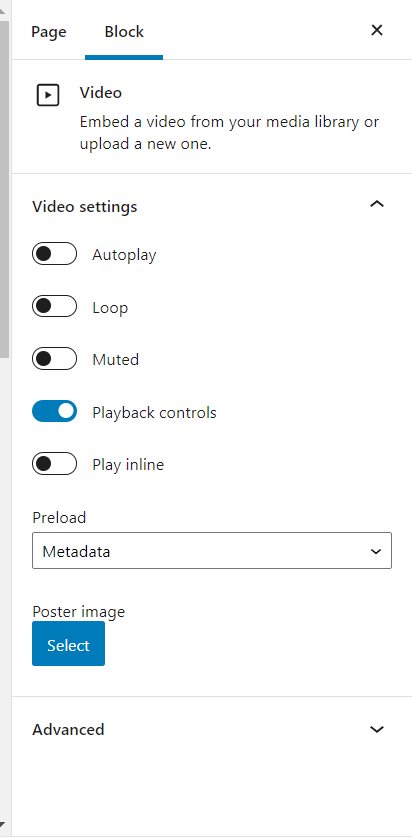 video settings wordpress