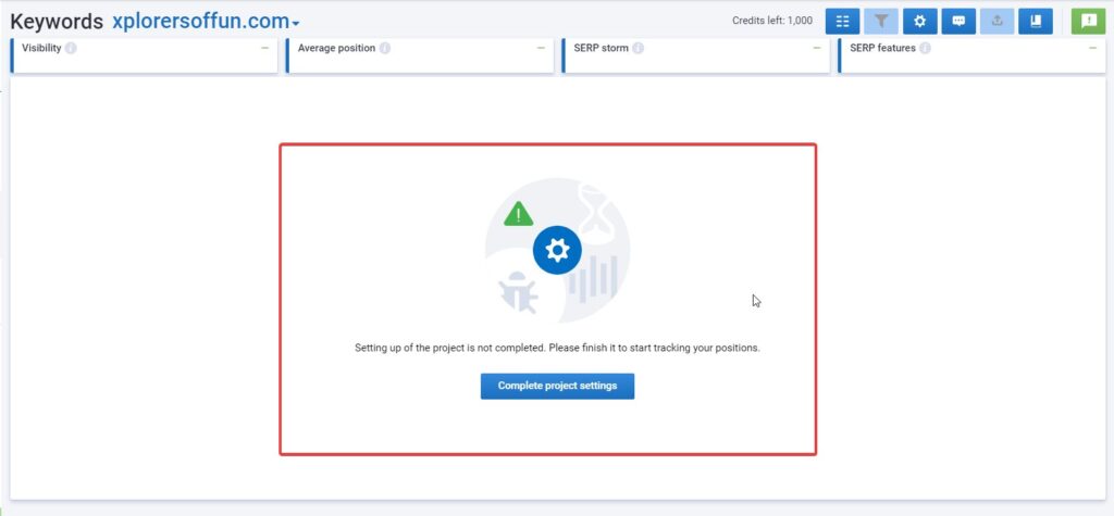 serpstat complete project settings