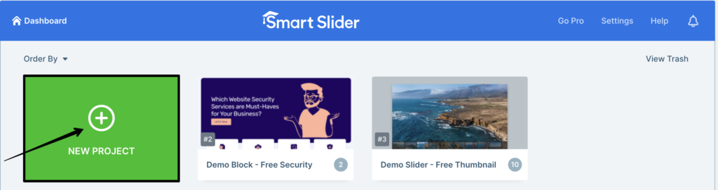 add new project smart slider